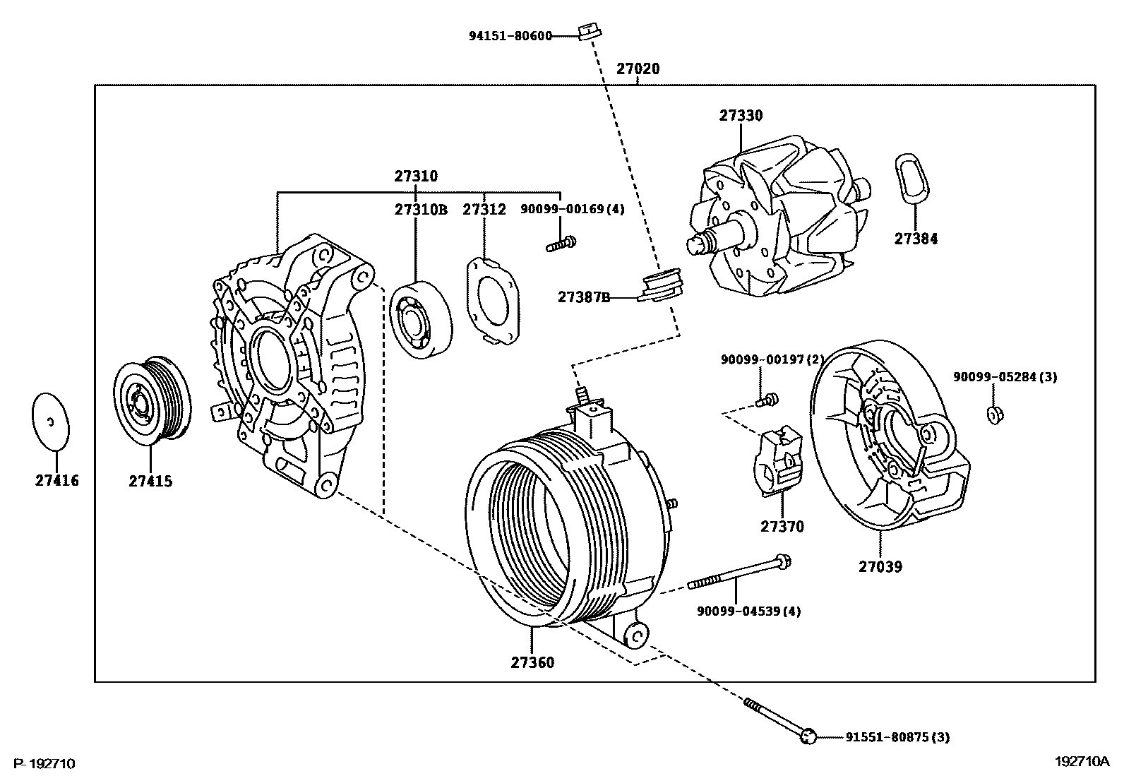Toyota COROLLA Alternator EPC diagram — 192710A