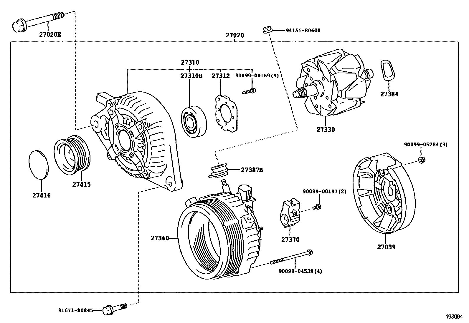 Toyota COROLLA Alternator EPC diagram — 193094