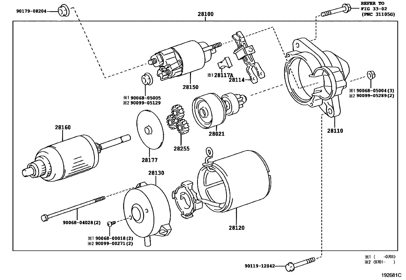 Toyota COROLLA 起动机 EPC diagram — 192681C