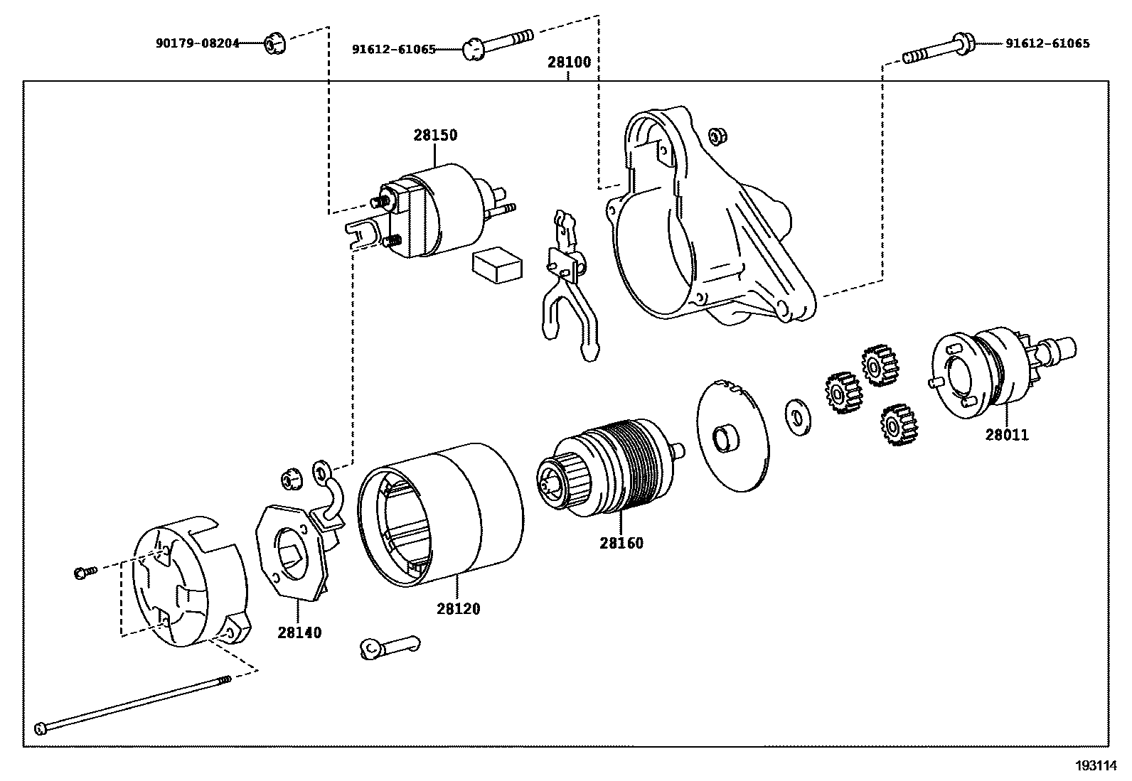 Toyota COROLLA 起动机 EPC diagram — 193114