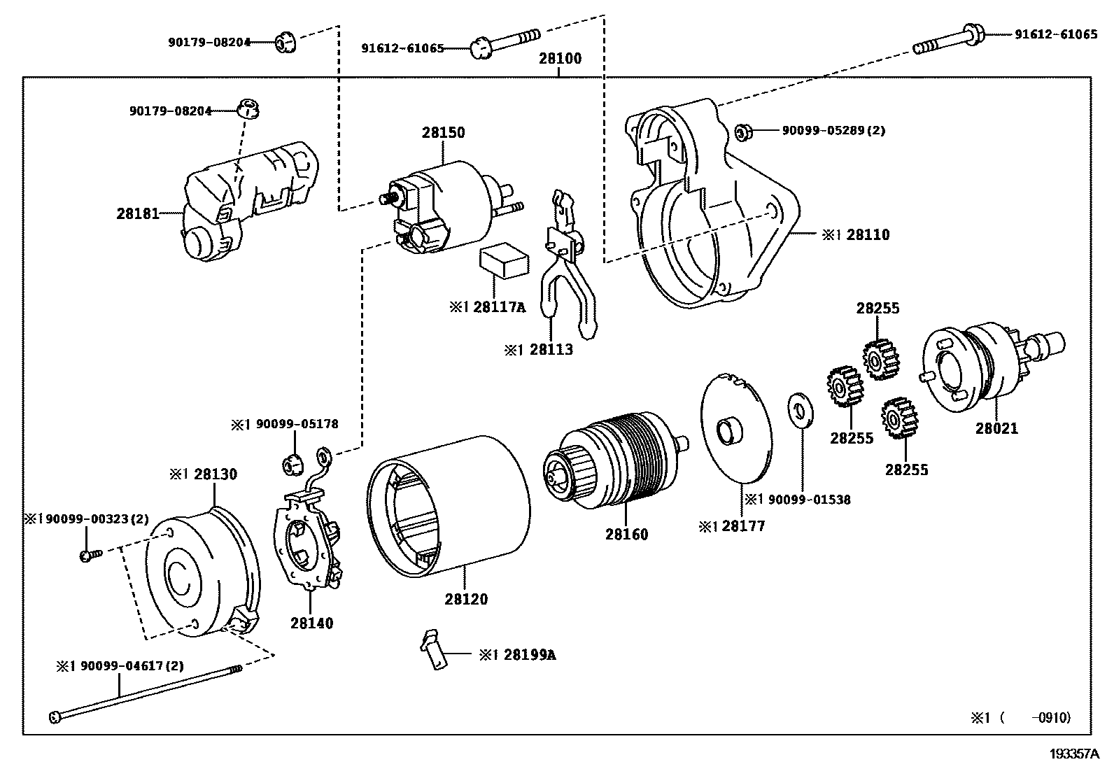 Toyota COROLLA 起动机 EPC diagram — 193357A