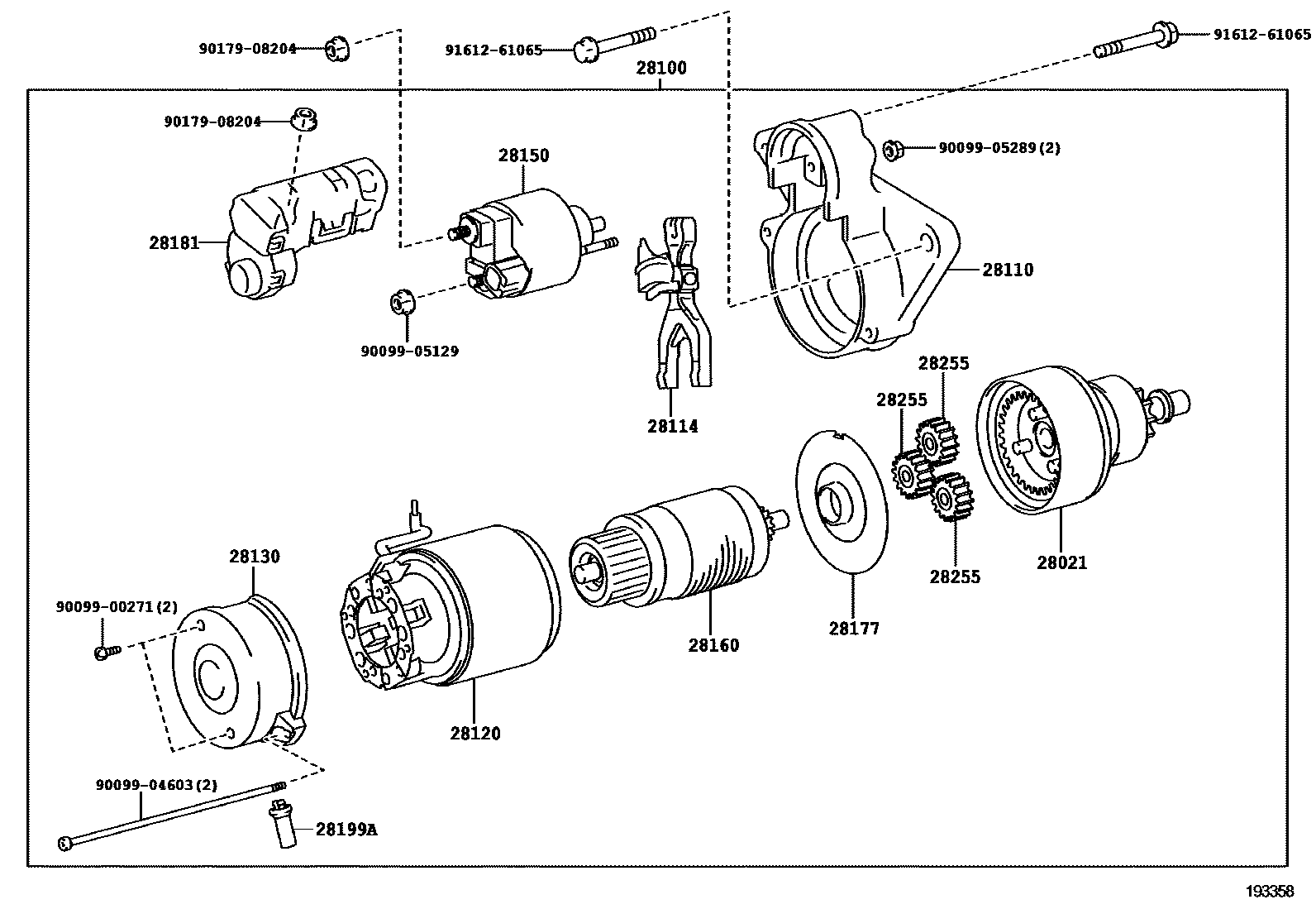 Toyota COROLLA 起动机 EPC diagram — 193358