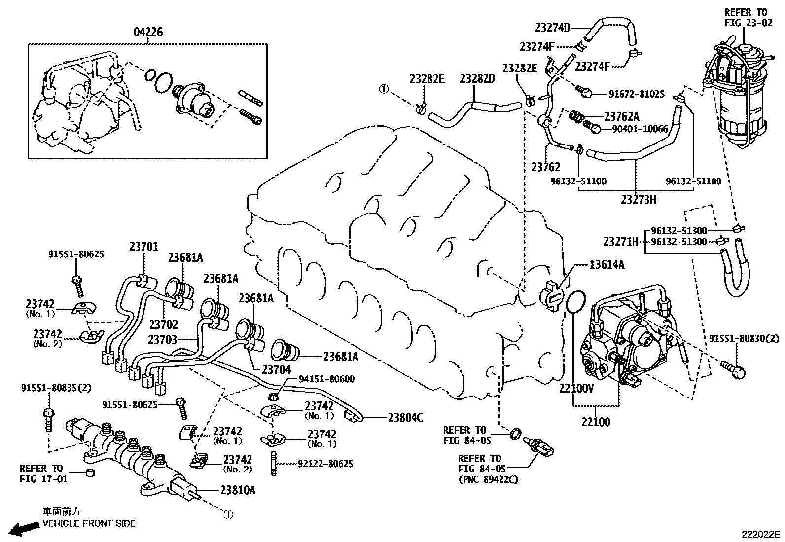 Toyota COROLLA 喷油泵总成 EPC diagram — 222022E