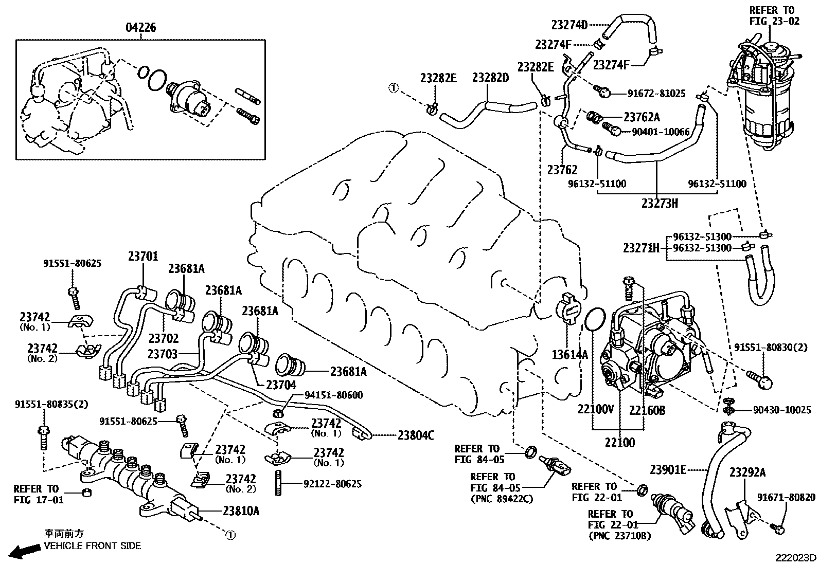 Toyota COROLLA 喷油泵总成 EPC diagram — 222023D