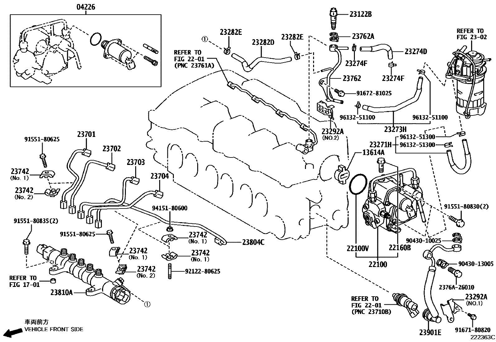 Toyota COROLLA 喷油泵总成 EPC diagram — 222363C