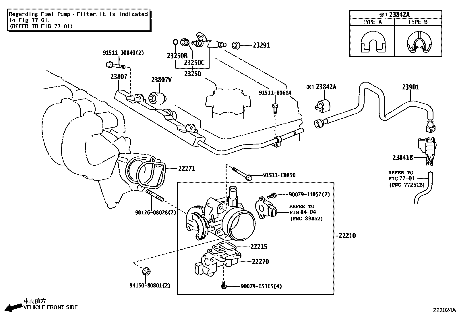 Toyota COROLLA 燃油喷射系统 EPC diagram — 222024A