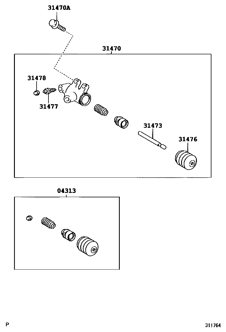 Toyota COROLLA 离合器分离缸 EPC diagram — 311764