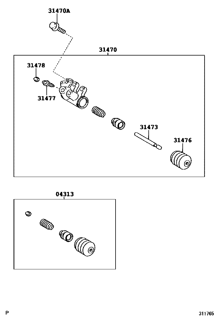 Toyota COROLLA 离合器分离缸 EPC diagram — 311765