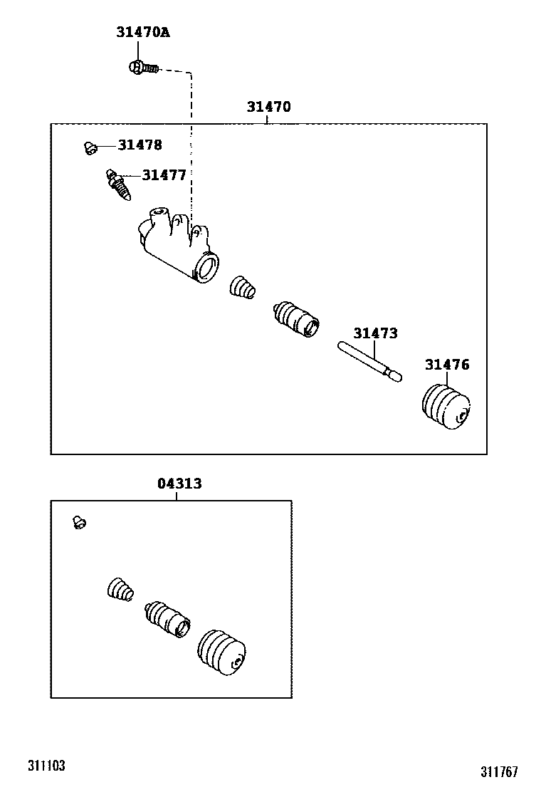 Toyota COROLLA 离合器分离缸 EPC diagram — 311767
