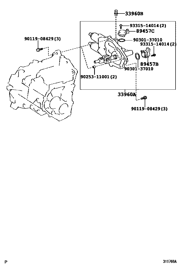 Toyota COROLLA 泵和执行器、顺序变速器或多模式手动传动桥 EPC diagram — 311769A