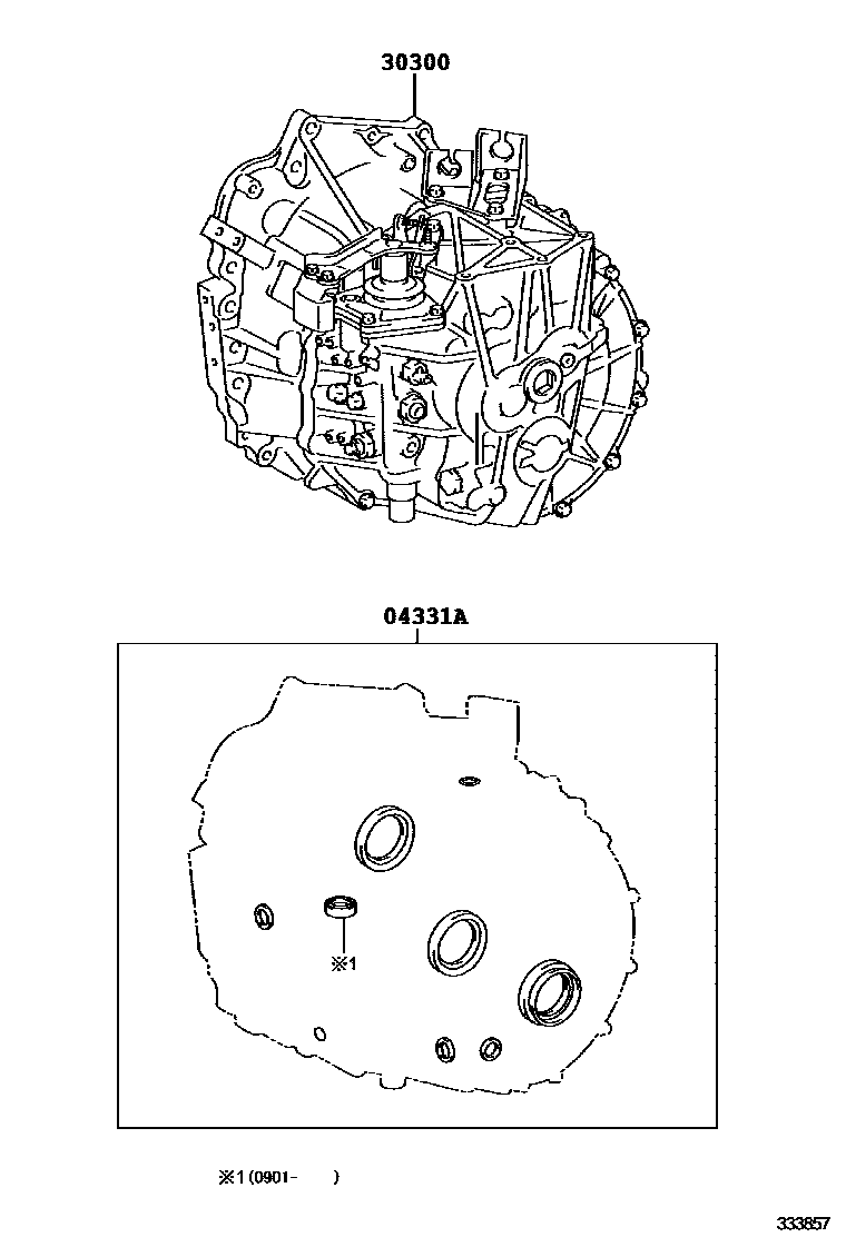 Toyota COROLLA 传动桥或变速器总成和衬垫组件(MTM) EPC diagram — 333857