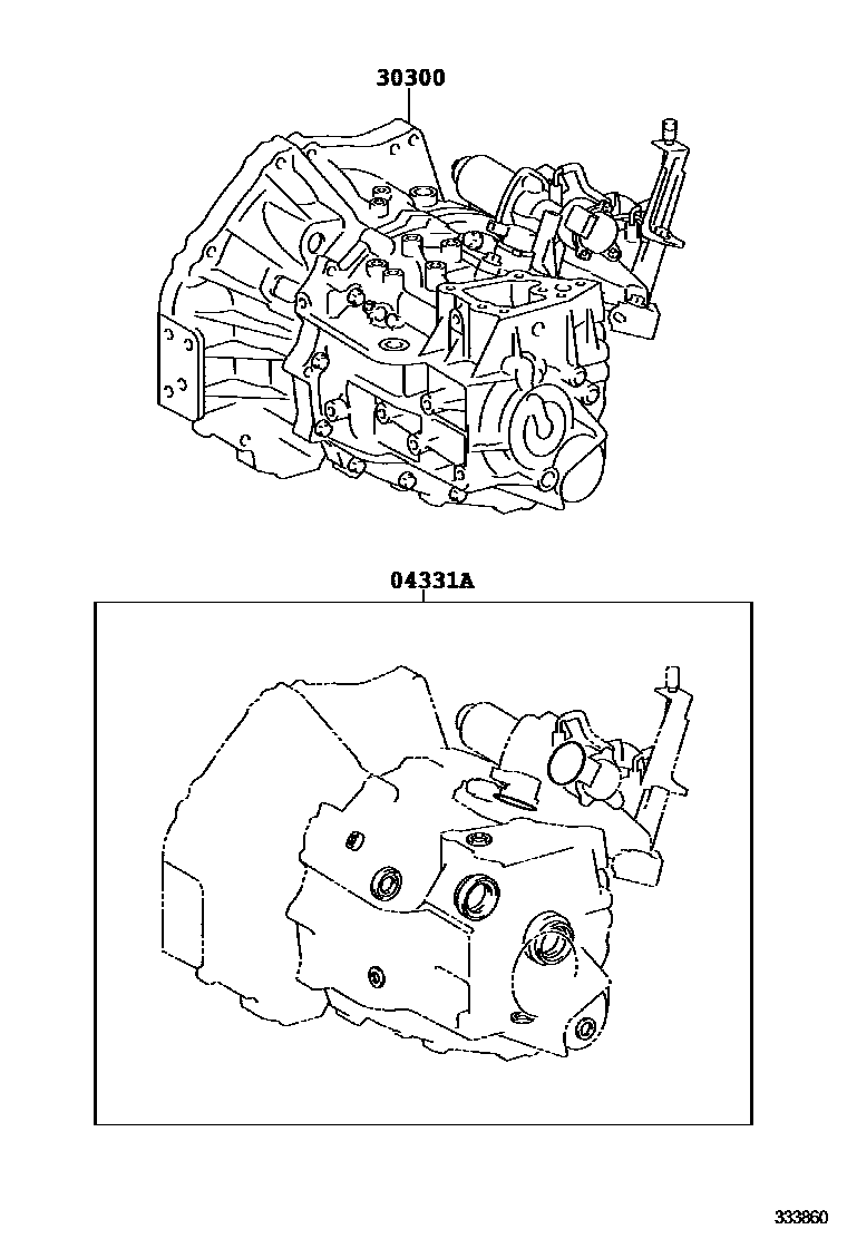 Toyota COROLLA 传动桥或变速器总成和衬垫组件(MTM) EPC diagram — 333860