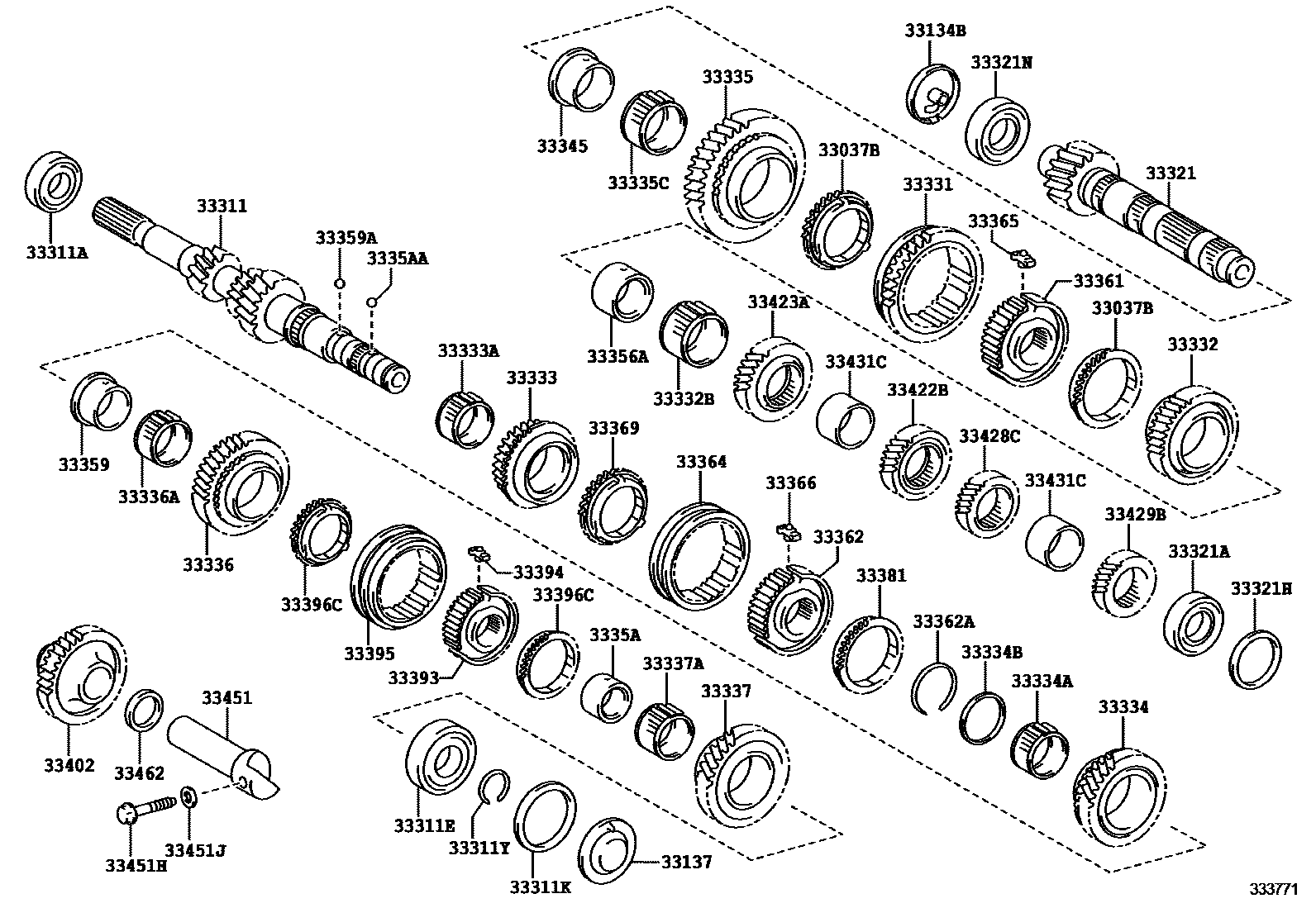 Toyota COROLLA 变速器齿轮(MTM) EPC diagram — 333771