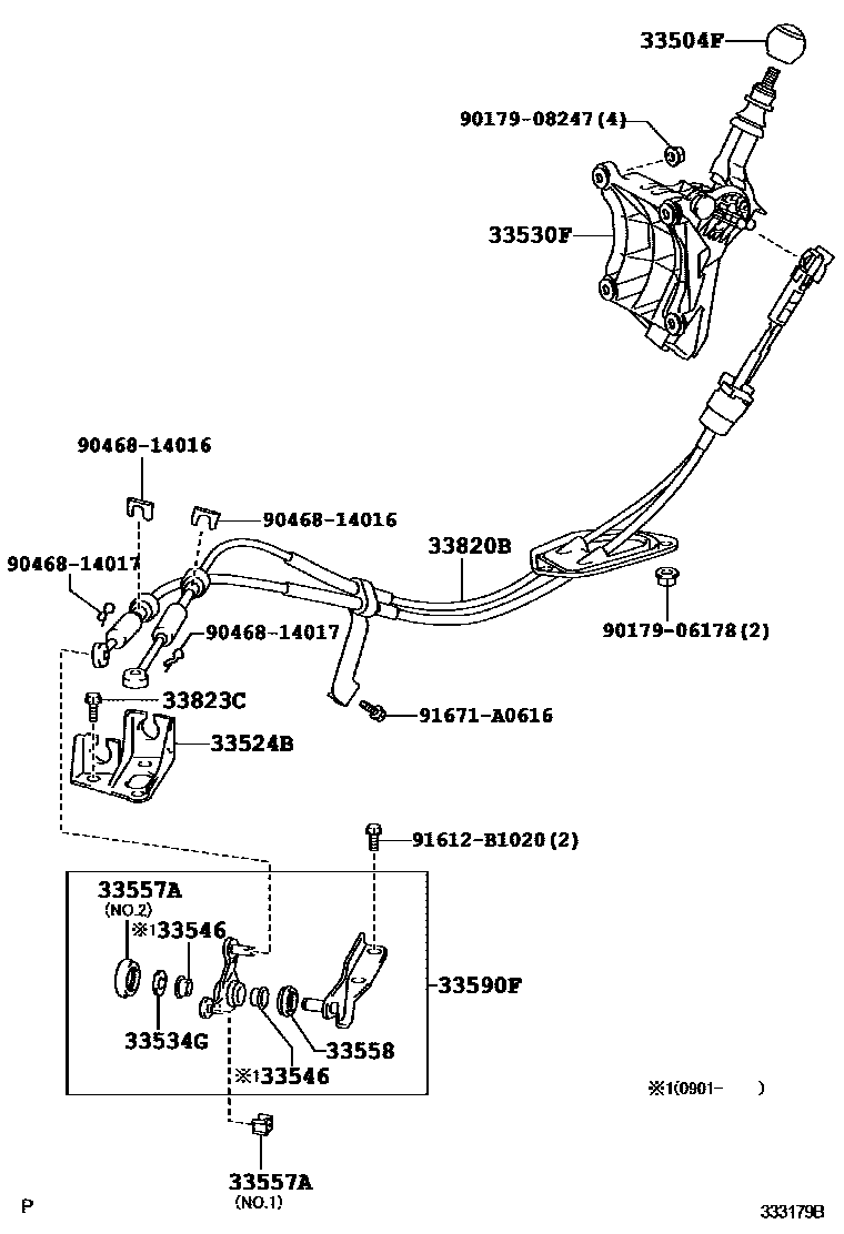 Toyota COROLLA Shift Lever & Retainer EPC diagram — 333179B