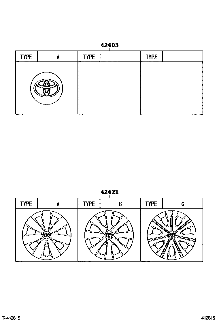 Toyota COROLLA 车轮和车轮盖 EPC diagram — 412615