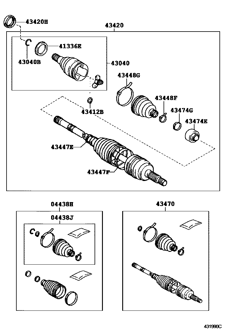 Toyota COROLLA Front Drive Shaft EPC diagram — 431990C