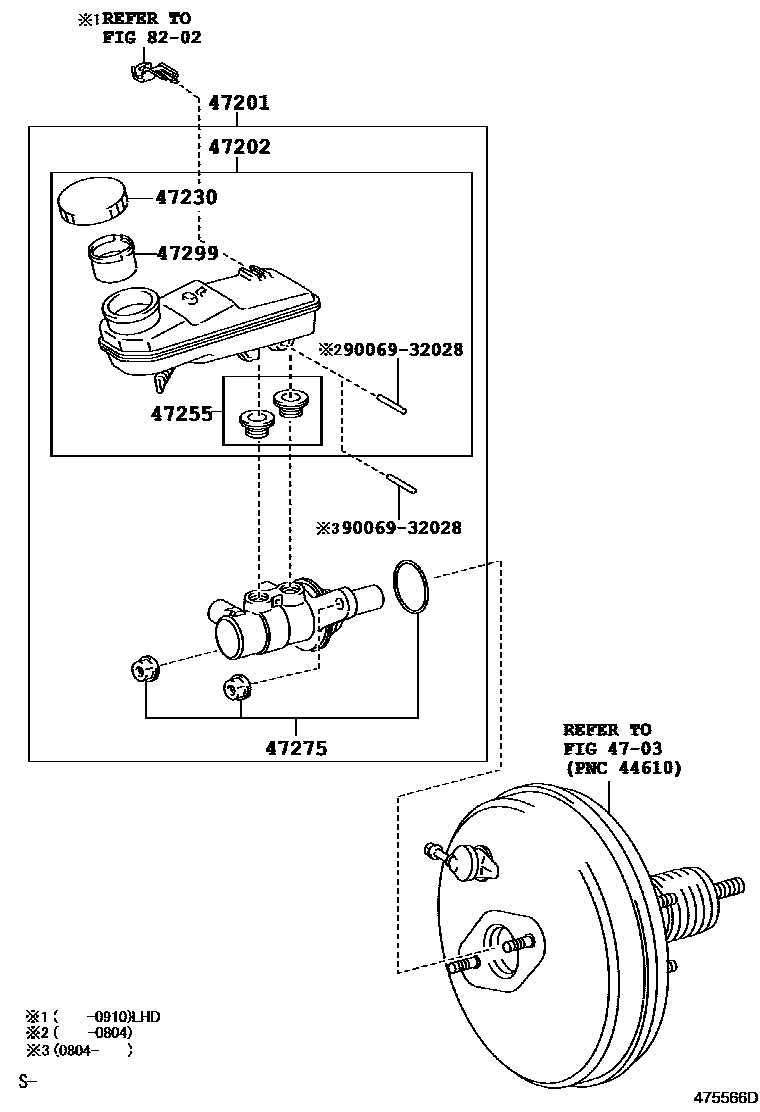 Toyota COROLLA 制动总泵 EPC diagram — 475566D