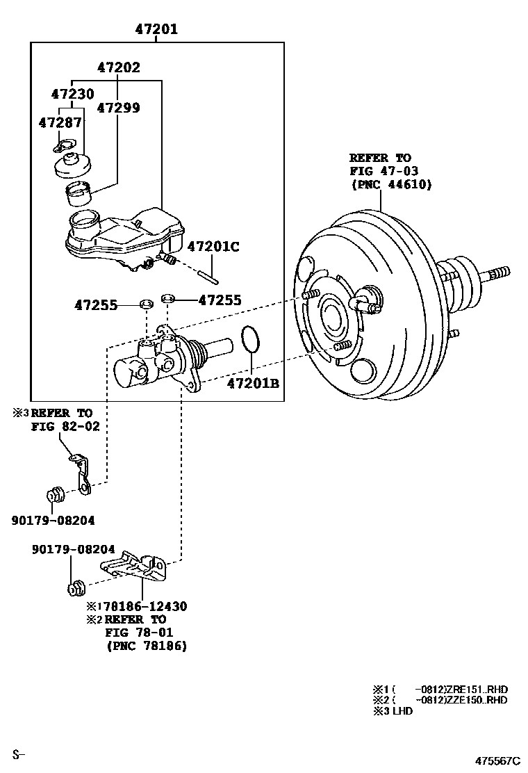 Toyota COROLLA 制动总泵 EPC diagram — 475567C