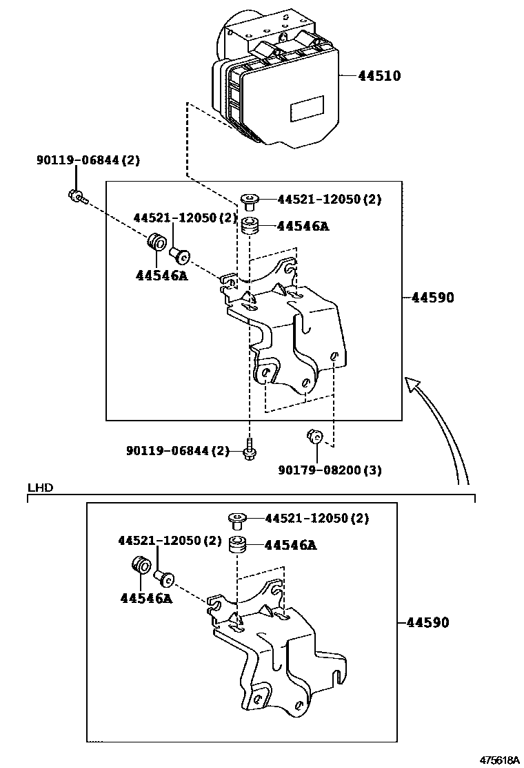 Toyota COROLLA 制动配管和卡箍 EPC diagram — 475618A