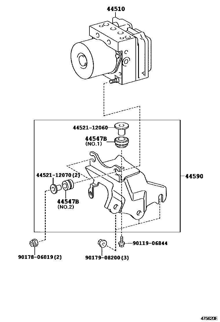 Toyota COROLLA 制动配管和卡箍 EPC diagram — 475620E