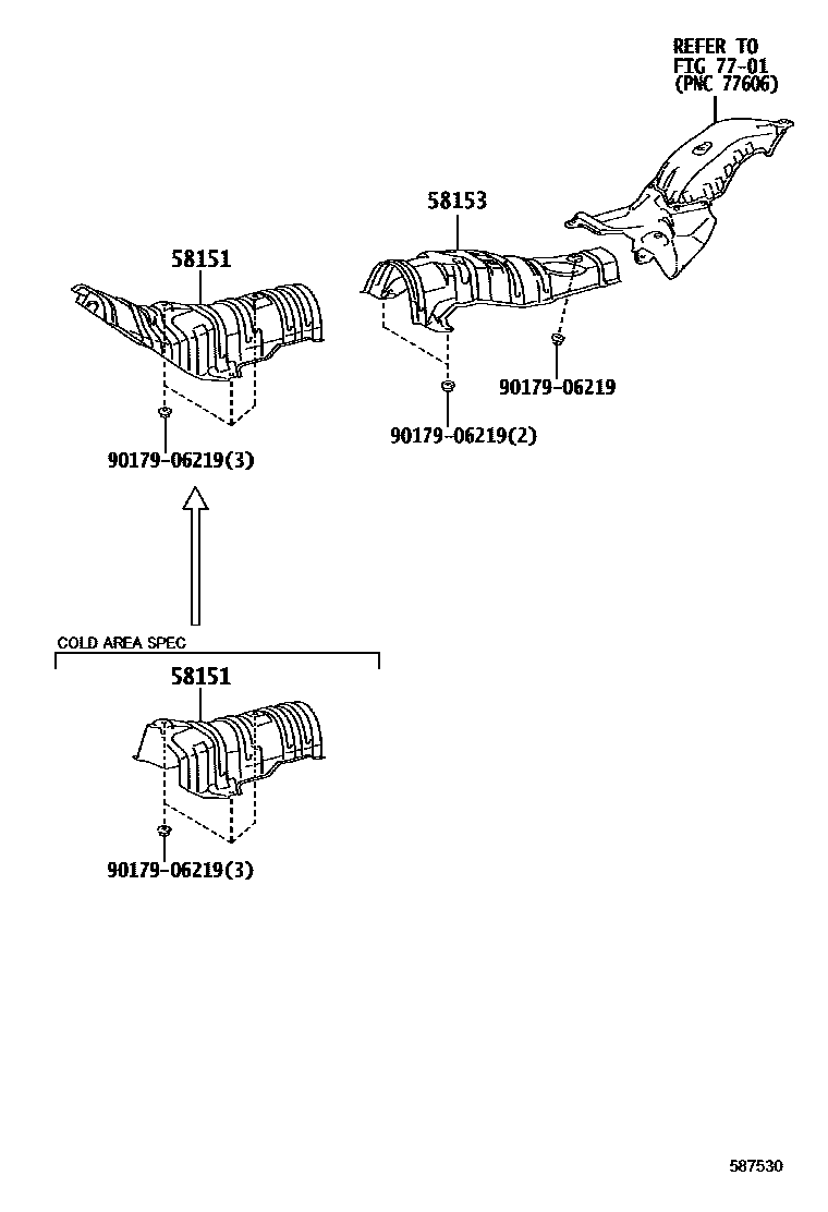 Toyota COROLLA 地板隔热垫 EPC diagram — 587530