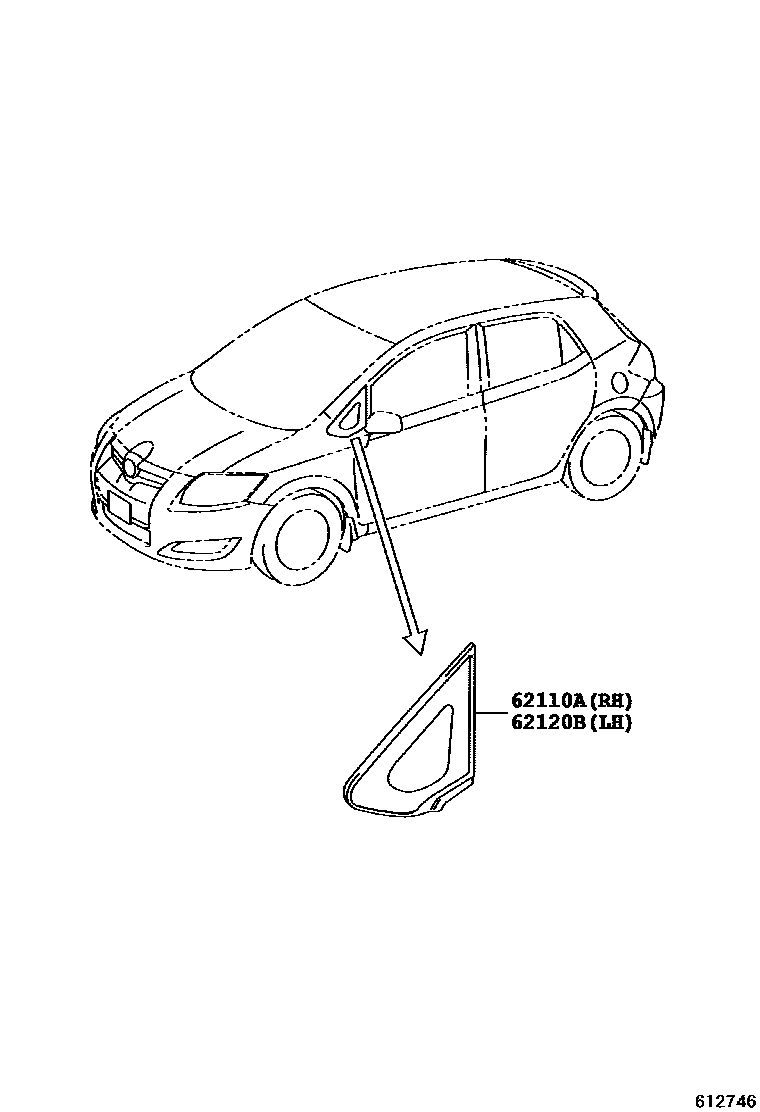 Toyota COROLLA 角窗 EPC diagram — 612746