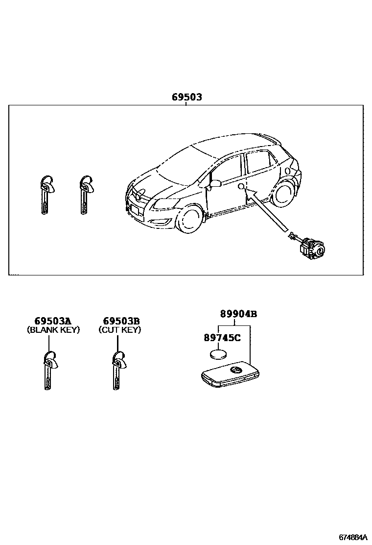 Toyota COROLLA 锁芯组件 EPC diagram — 674884A