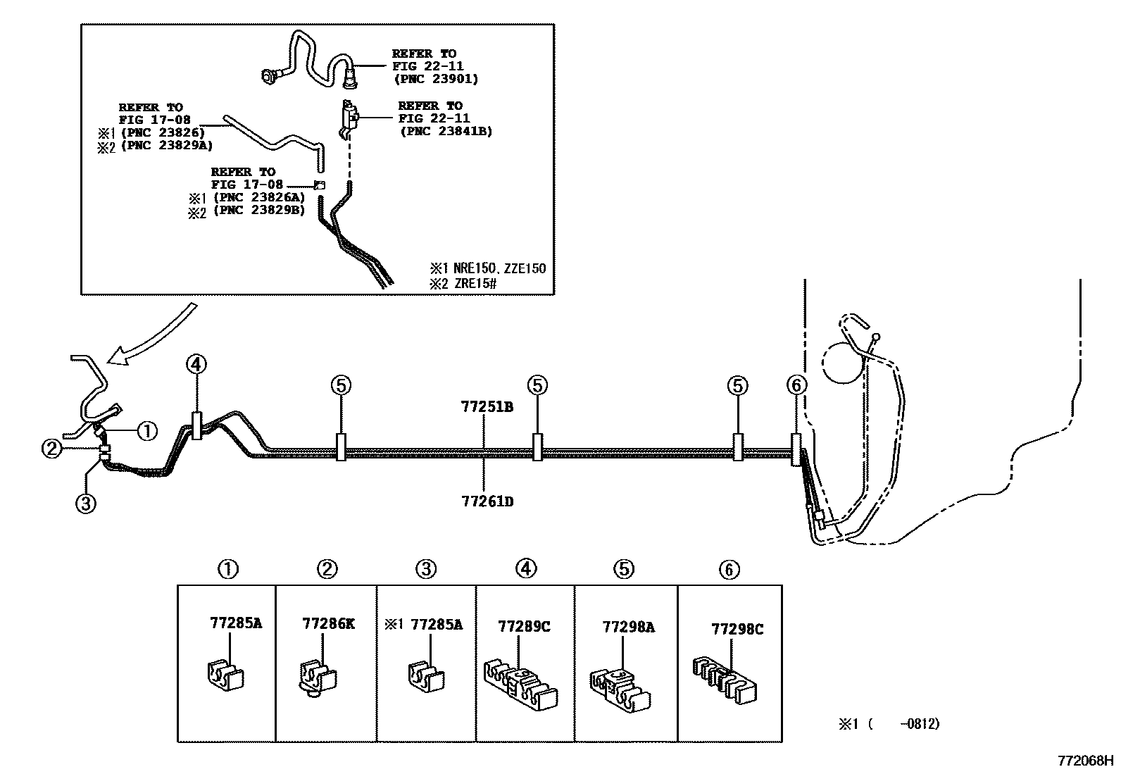 Toyota COROLLA 燃油箱和燃油管 EPC diagram — 772068H
