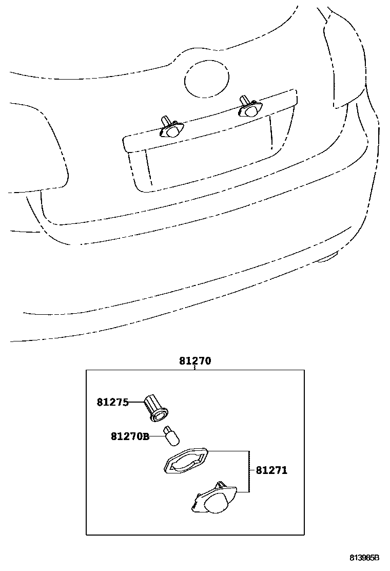 Toyota COROLLA 后牌照灯 EPC diagram — 813985B