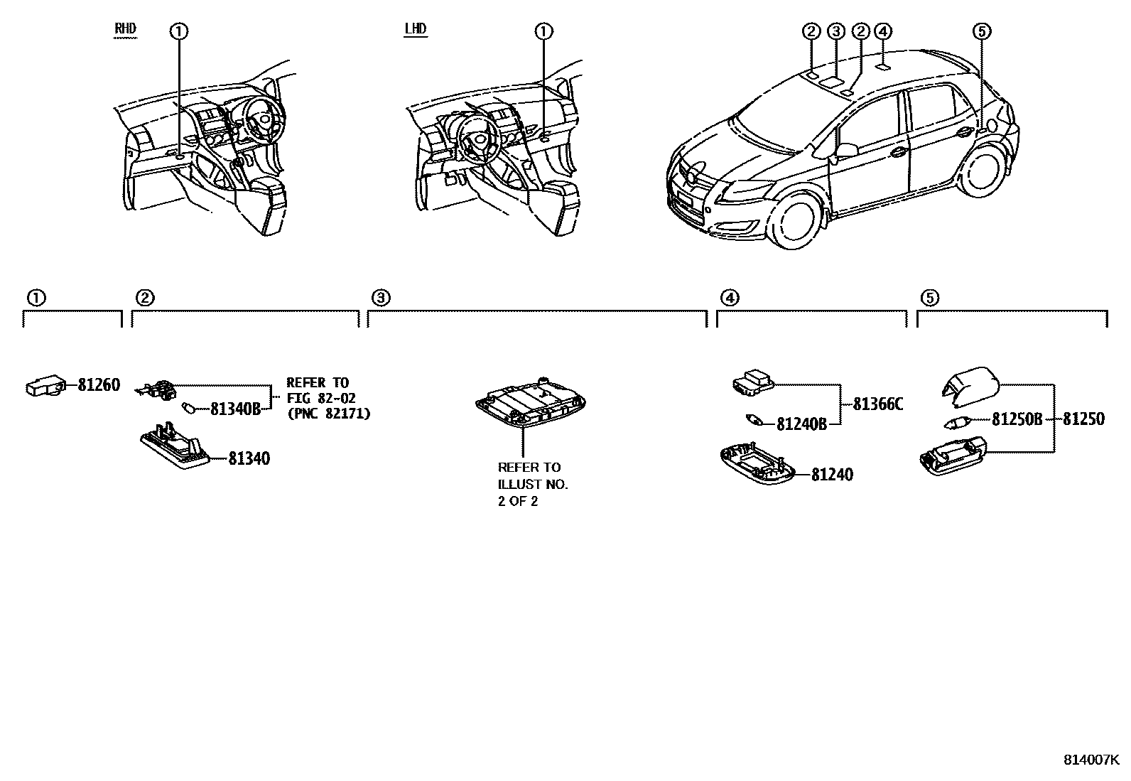 Toyota COROLLA 车内灯 EPC diagram — 814007K