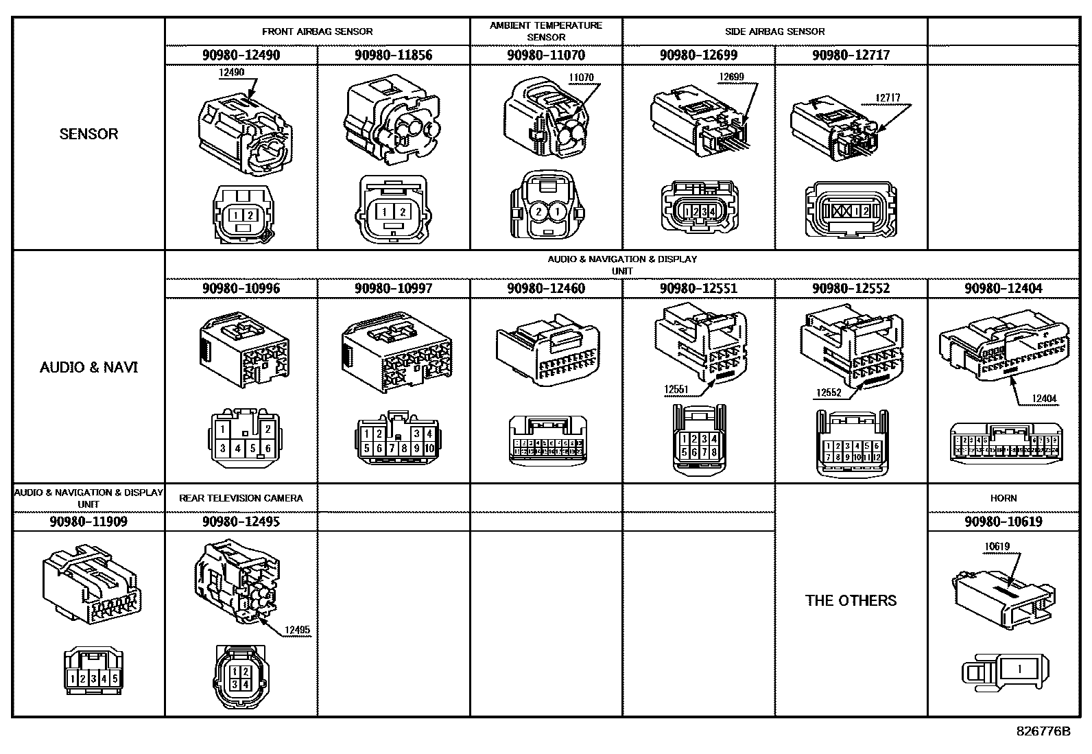 Toyota COROLLA 线束和卡夹 EPC diagram — 826776B