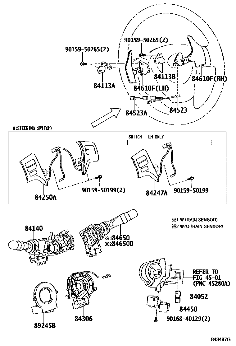 Toyota COROLLA 开关和继电器和ECU EPC diagram — 848487G