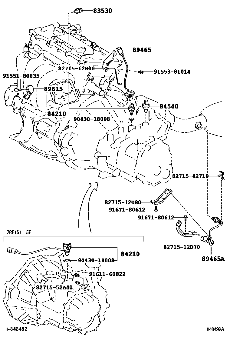 Toyota COROLLA 开关和继电器和ECU EPC diagram — 848492A