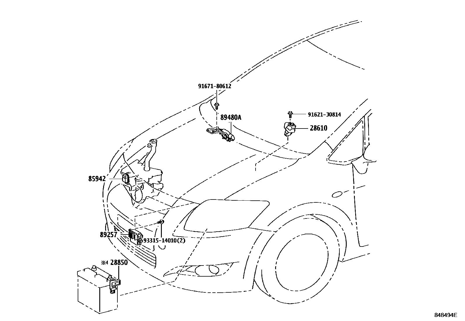 Toyota COROLLA 开关和继电器和ECU EPC diagram — 848494E