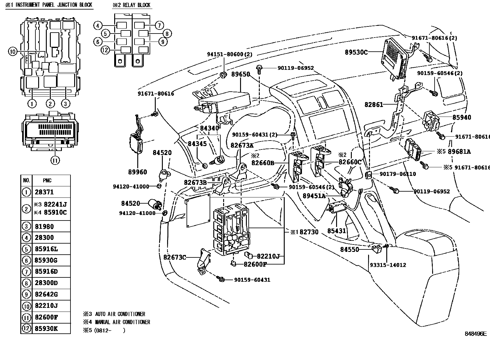 Toyota COROLLA 开关和继电器和ECU EPC diagram — 848496E