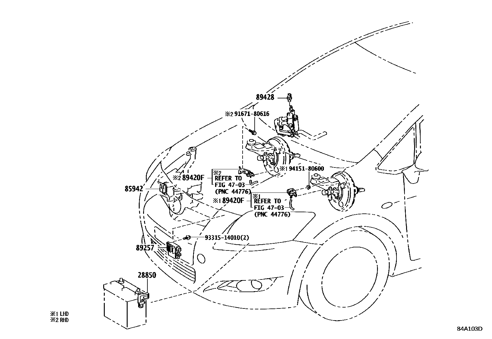 Toyota COROLLA 开关和继电器和ECU EPC diagram — 84A103D