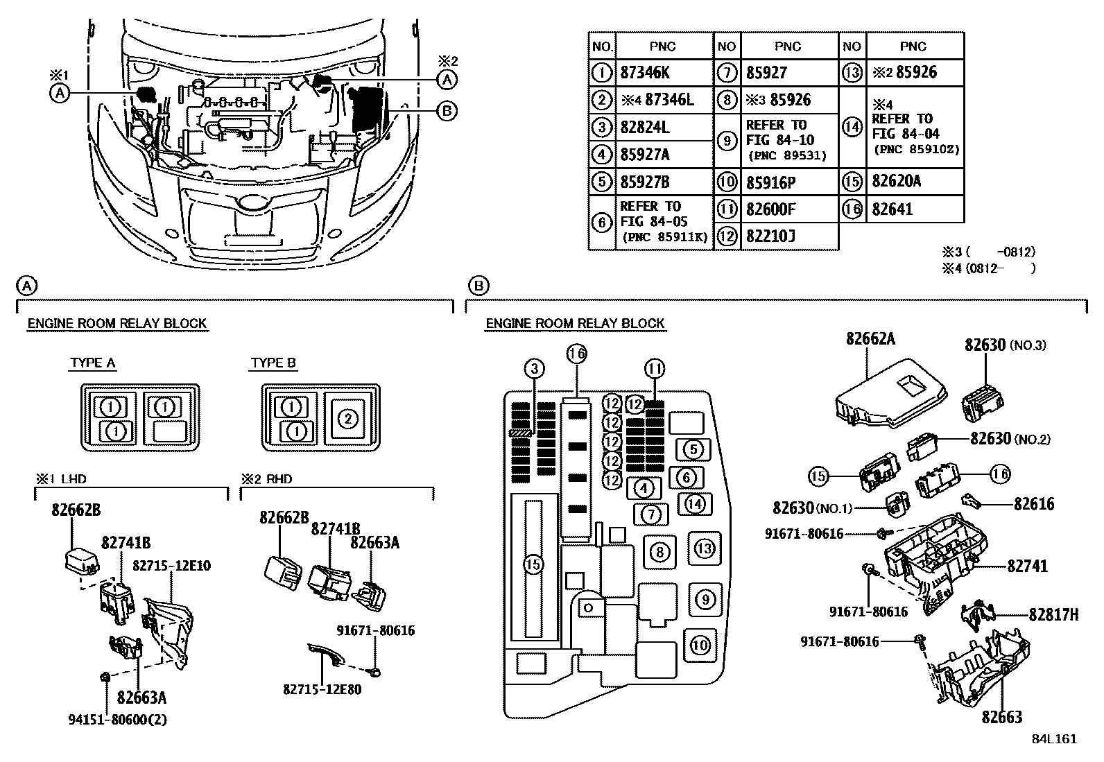 Toyota COROLLA 开关和继电器和ECU EPC diagram — 84L161
