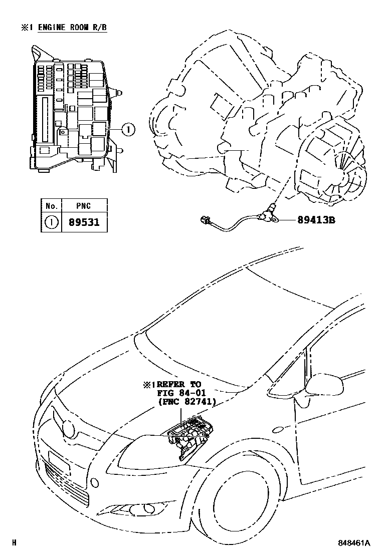 Toyota COROLLA 超速档和电子控制变速器 EPC diagram — 848461A