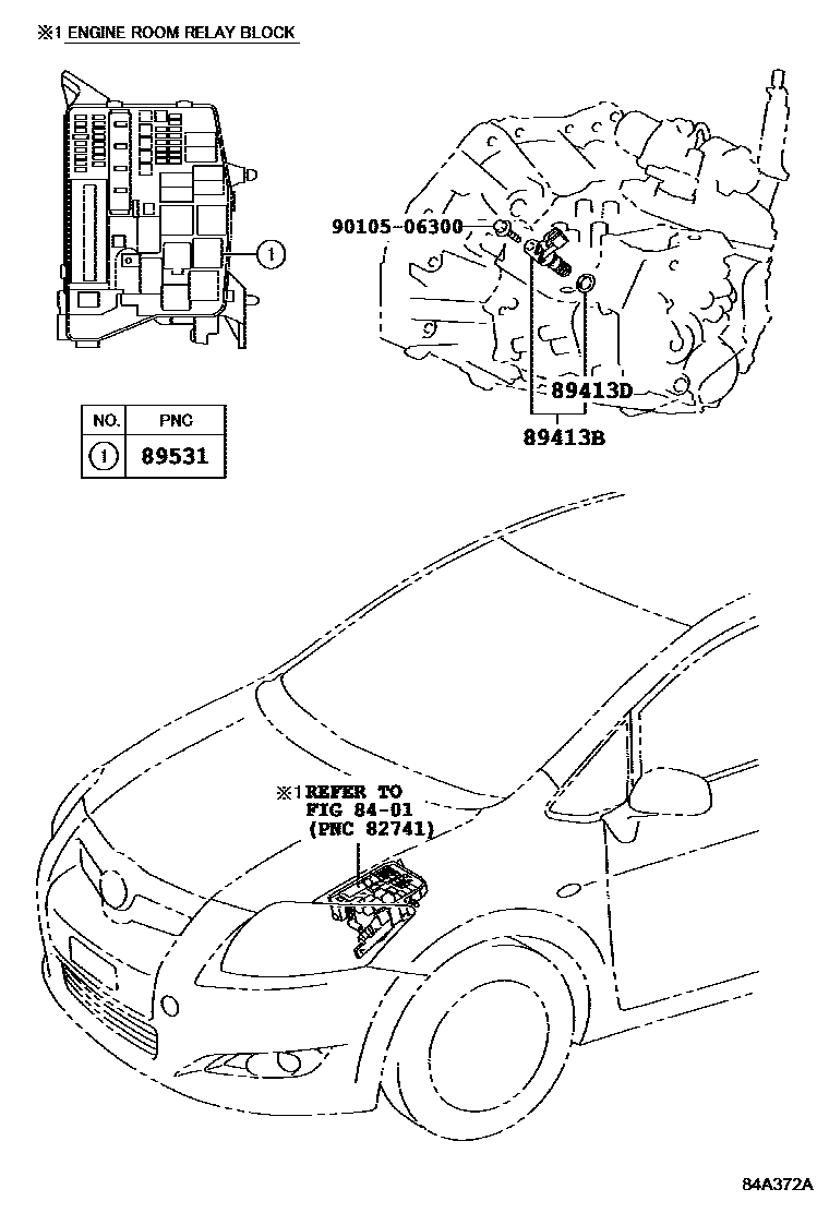 Toyota COROLLA 超速档和电子控制变速器 EPC diagram — 84A372A