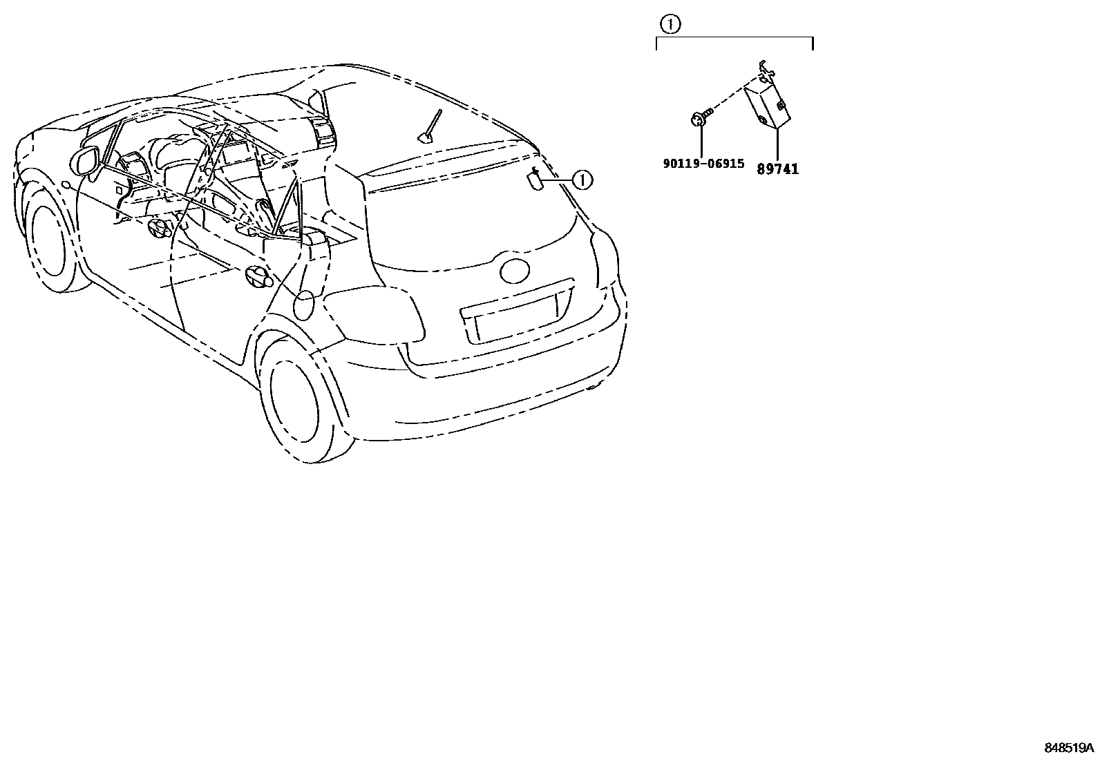Toyota COROLLA 遥控门锁 EPC diagram — 848519A