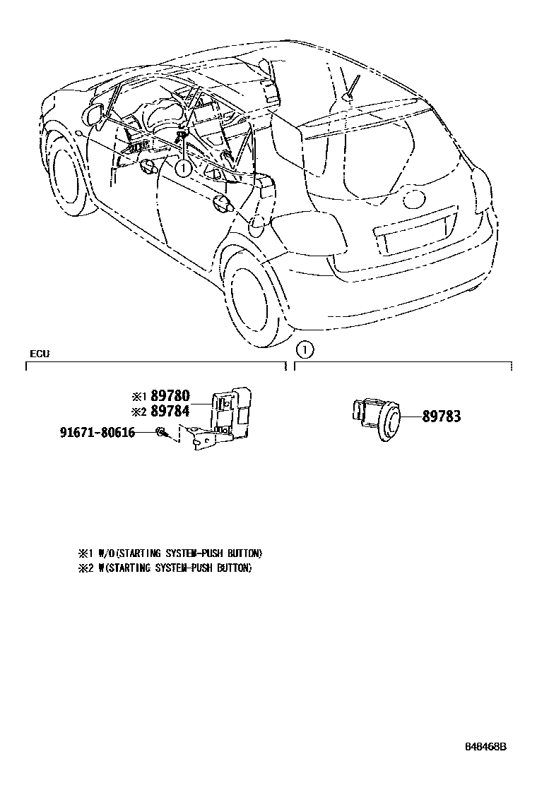 Toyota COROLLA 防盗装置 EPC diagram — 848468B