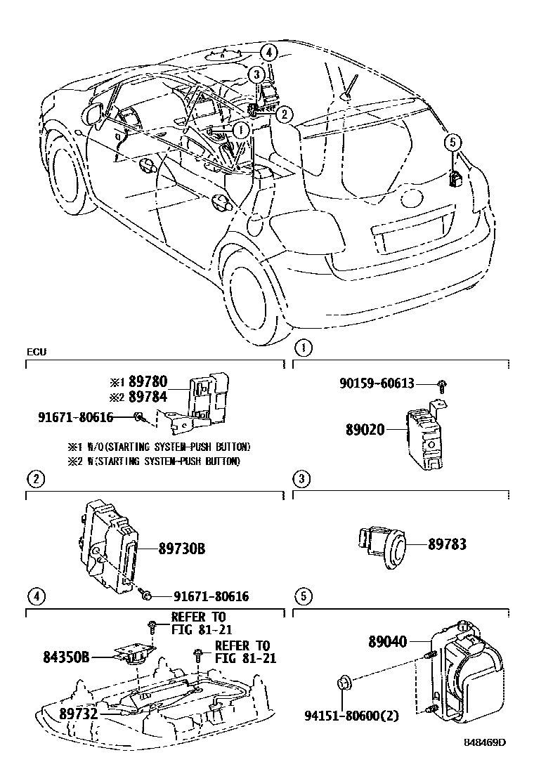 Toyota COROLLA 防盗装置 EPC diagram — 848469D