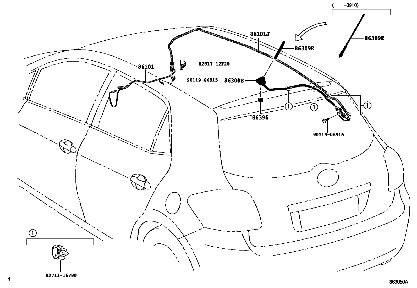 Toyota COROLLA antenna EPC diagram — 863050A