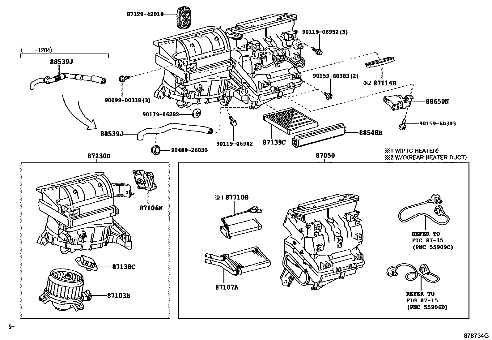 Toyota COROLLA 暖风和空调系统 - 冷却器组件 EPC diagram — 878984G