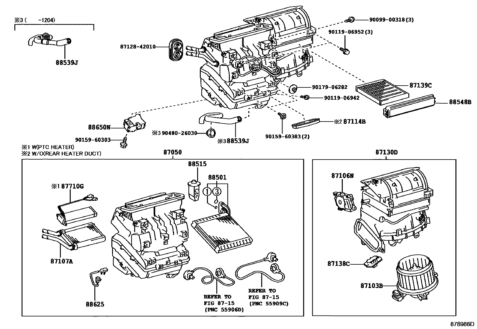 Toyota COROLLA 暖风和空调系统 - 冷却器组件 EPC diagram — 878986D