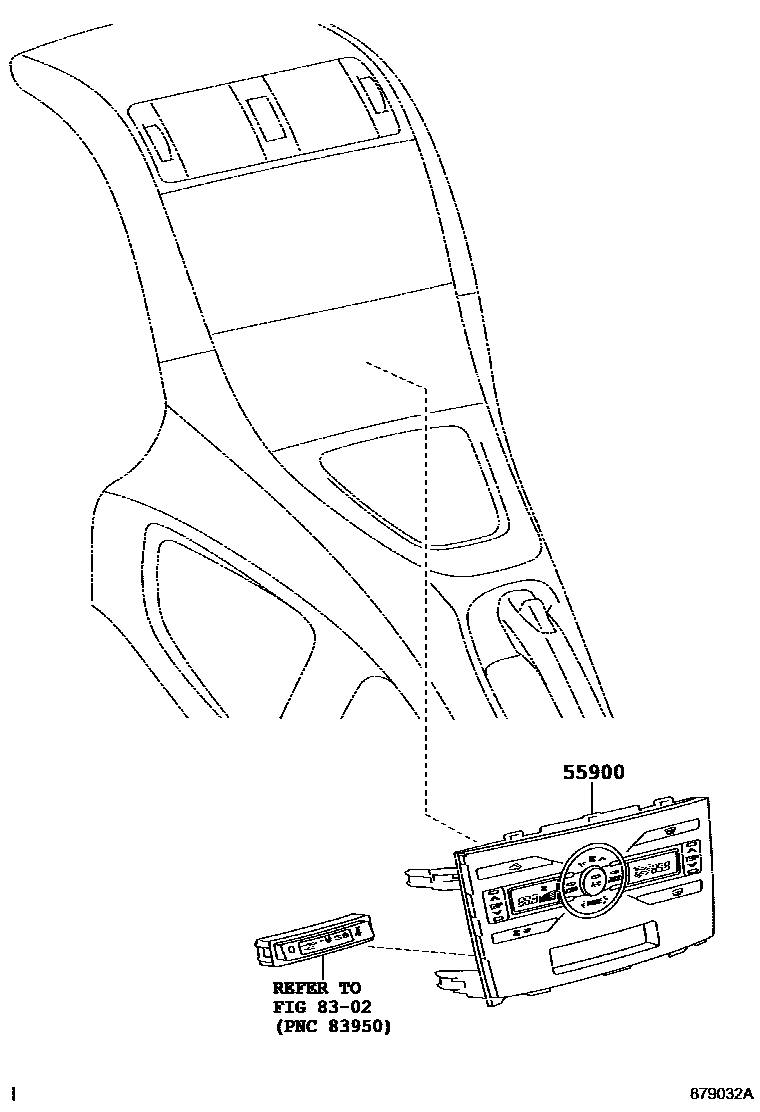Toyota COROLLA 暖风和空调系统 - 控制器和风管 EPC diagram — 879032A