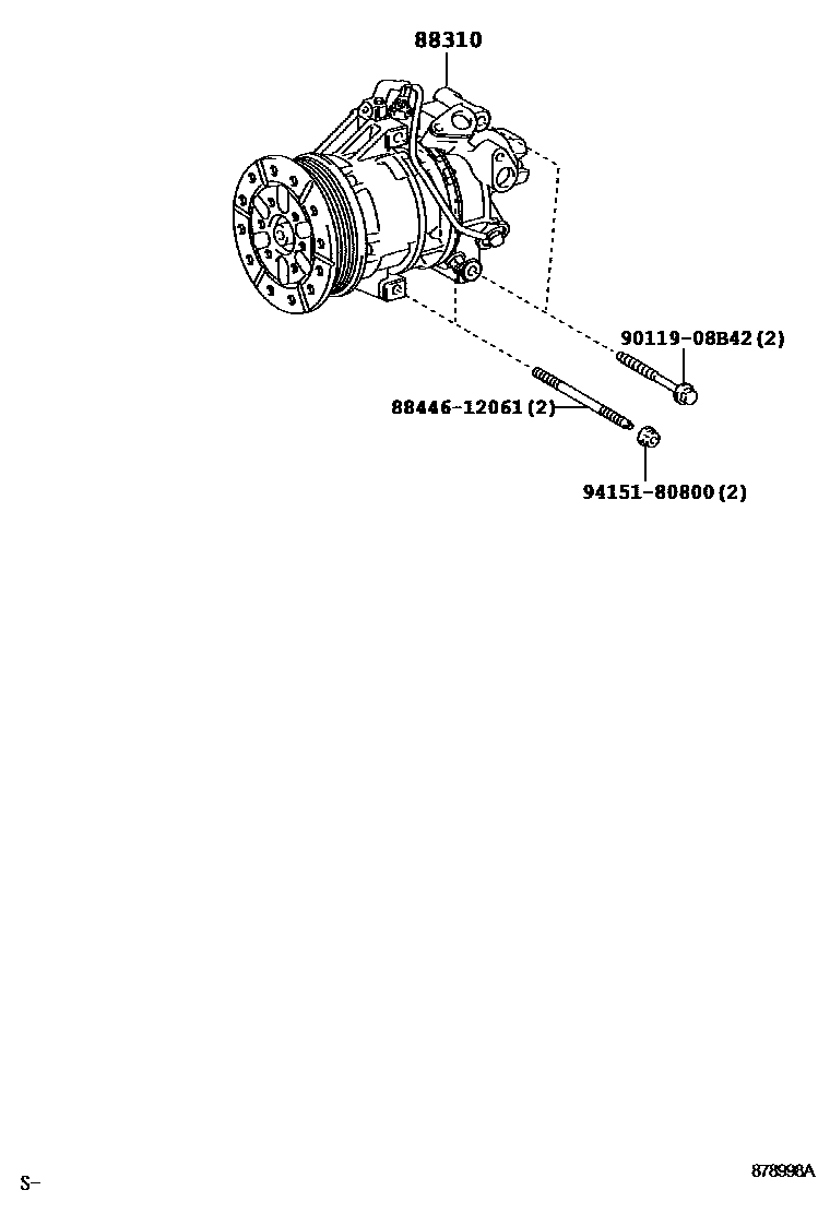 Toyota COROLLA Heating & Air Conditioning - Compressor EPC diagram — 878998A