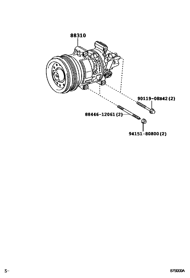 Toyota COROLLA Heating & Air Conditioning - Compressor EPC diagram — 879000A