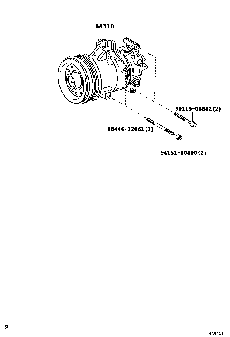 Toyota COROLLA Heating & Air Conditioning - Compressor EPC diagram — 87A401