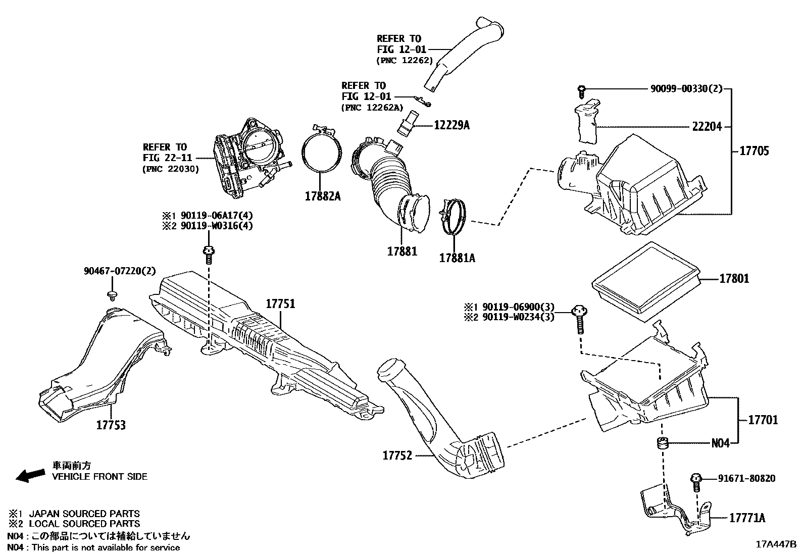 Toyota COROLLA Air Cleaner EPC diagram — 17A447B